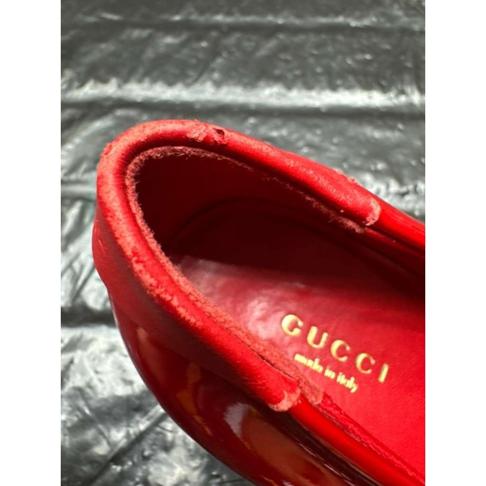 Gucci Patent Leather Round Toe Slip-On Wedge Pumps Red Womens Size 38.5 EU‎ - Picture 11 of 14